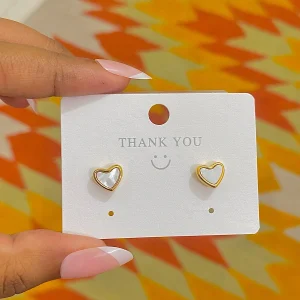 White Heart Minimalist Earrings